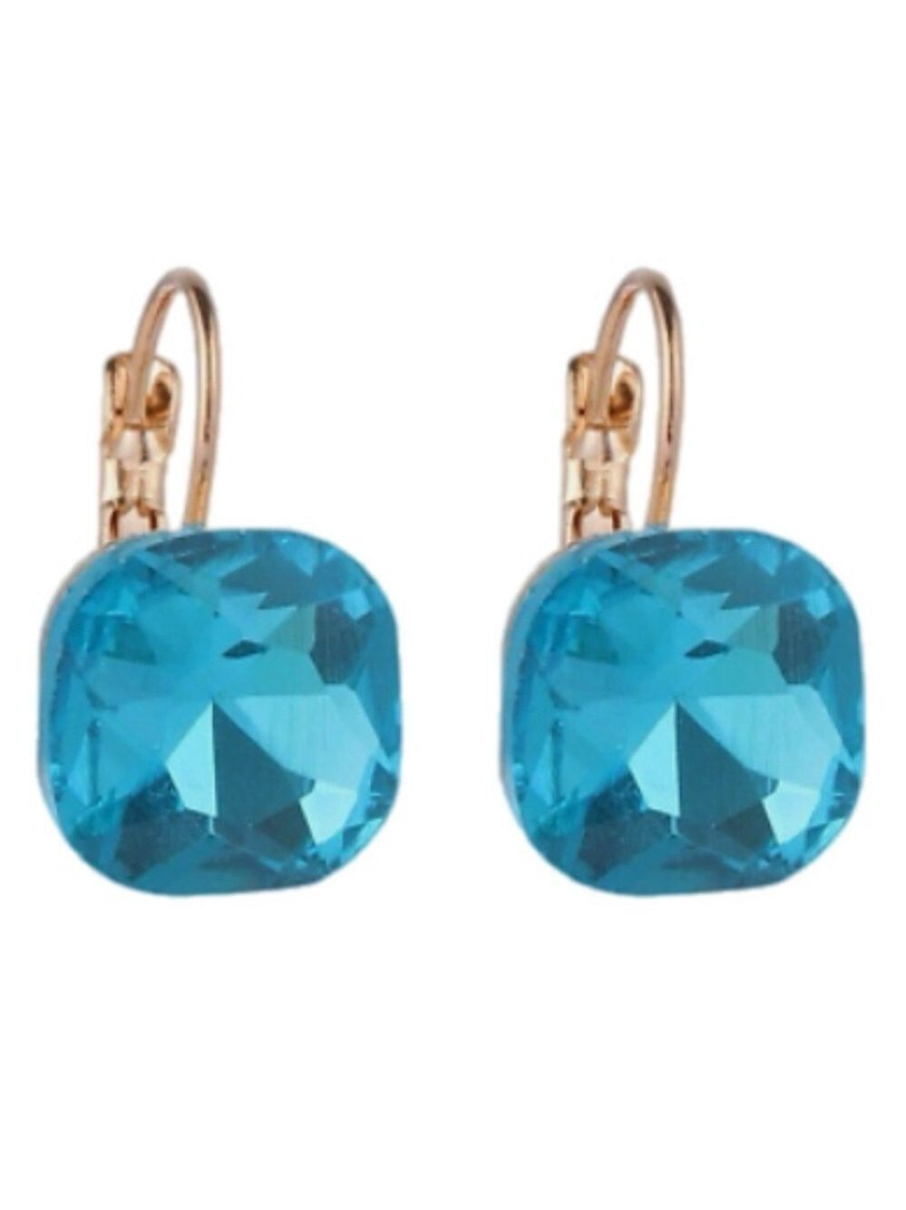 Gem Stone Dangle Lever Back Alloy Rose Gold/Gold NIB